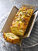 Zucchini,diced bacon and goat's cheese savoury cake