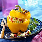 Yellow pepper stuffed with tabbouleh