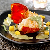 Lobster with green curry sauce