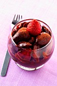 Strawberry fruit salad with chocolate