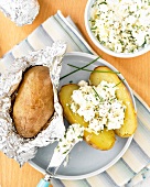 Baked potatoes with cottage cheese