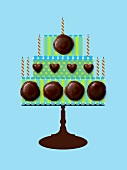 Birthday cake pattern made with chocolate macaroons