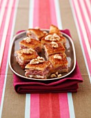 Ham-Comté and walnut toasted appetizers