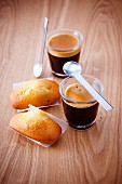 Cups of expresso coffee and Madeleines
