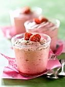 Raspberry and green tea mousse