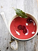 Cream of beetroot soup with ginger
