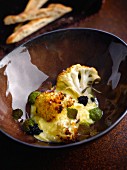 Roasted cauliflower with mint puree and fish roe