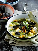 Mussel, cauliflower and celery soup