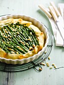 Green asparagus and pine nut crisp filo pastry tart