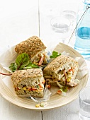Tuna and vegetable focaccia sandwiches