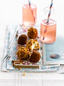 Cottage cheese, walnut and cacao truffles
