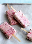Berry sour cream ice creams on sticks