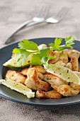 Sliced chicken breasts with lime
