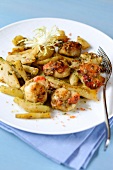 Pan-fried salsifies with scallops