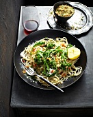 Spaghettis with brocolis and grated parmesan
