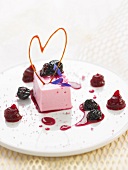 Sweet beetroot mousse with stewed summer fruit