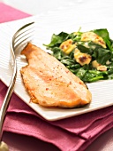 Fillet of trout with simmered and grilled spinach