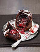 Chocolate fondant with a cherry center