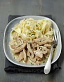 Turkey and tagliatelles in cider butter sauce