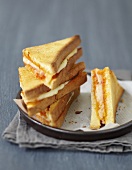 Mini cheese and ham toasted sandwiches