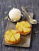 Small express pineapple upside-down cakes