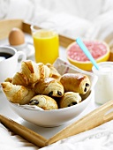 Breakfast tray with mini milkbread pastries