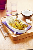 Guinea-fowl curry with coconut, pineapple and raisins