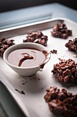 Chocolate granola cookies with melted Nutella