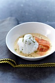 Savoury salmon floating island with dill