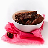 Bowl of chocolate brownies
