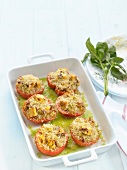 Baked tomatoes stuffed with quinoa and tofu