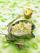 Rice cooked coconut milk and pineapple