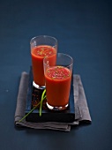 Spicy tomato juice with chives
