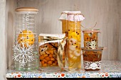 Jars of preserves on a shelf