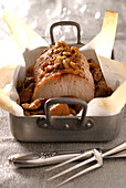Caramelized pork roast with chestnuts