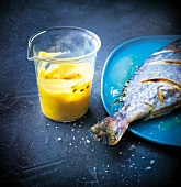 Passionfruit butter for grilled fish