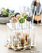 Three-flavored fresh goat's cheese pops