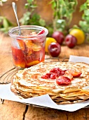 Crêpes with stewed plums