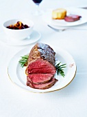 Roast beef with rosemary infusion