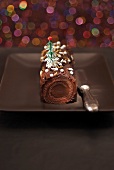 Bûche de Noël au chocolat (Schoko-Baumstammkuchen zum Weihnachtsfest, Frankreich)