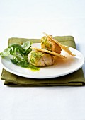 Scallops with corn lettuce butter and parmesan tuiles