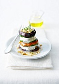 Tian-style vegetable and goat's cheese Mille-feuille with pine nuts