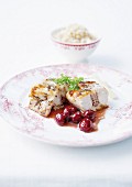 Saddle of rabbit with rosemary and cherry sauce