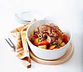 Oven-roasted thick round lamb fillet with turnips