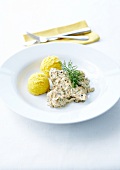 Trout with dill cream and yellow bell pepper sorbet