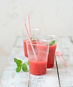 Refreshing watermelon smoothie with fresh mint