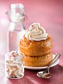 Rum baba with whipped cream