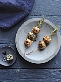 Mini Caillette and rosemary brochettes