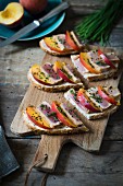 Summer bread with tuna fish and nectarine