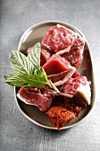 Raw beef, Thai basil and red curry paste